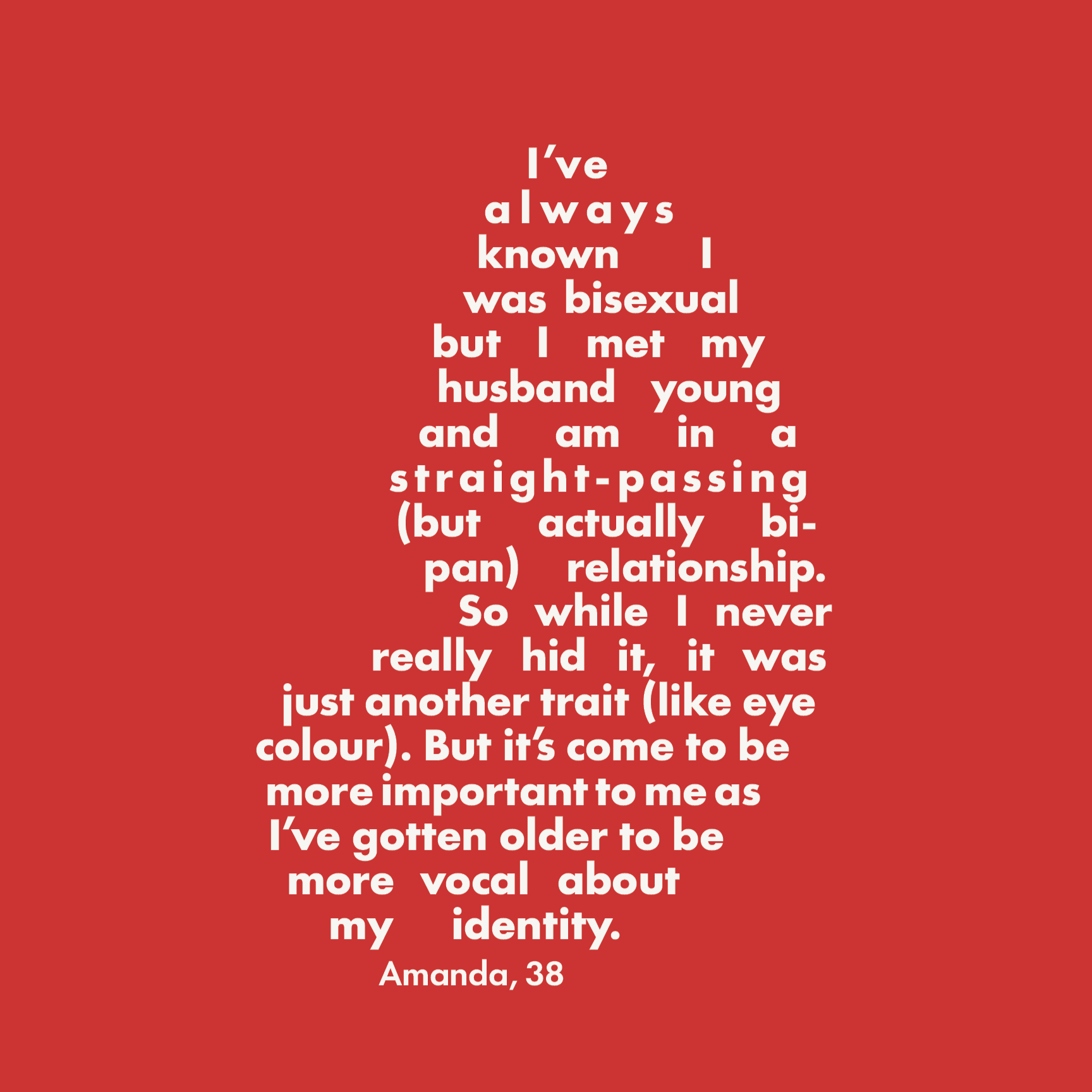 I’ve always known I was bisexual but I met my husband young and am in a straight-passing (but actually bi-pan) relationship. So while I never really hid it, it was just another trait (like eye color). But it’s come to be more important to me as I’ve gotten older to be more vocal about my identity. 